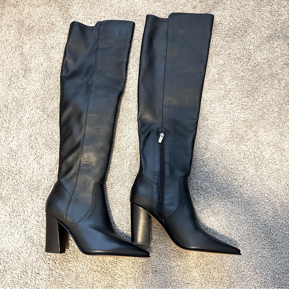 NEW Vince Camuto pointed toe heeled black leather boots